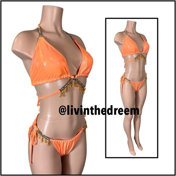 MODA MINX MAGIC IN MAKO WRAP TRIANGLE XL & RUCHED TIE SIDE BIKINI BOTTOMS L $79 - Picture 10 of 14